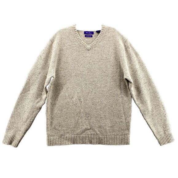 Alan Flusser Sweater Men Medium Beige Wool Fisherman Grandpa Corpcore Preppy 90s - Picture 1 of 9